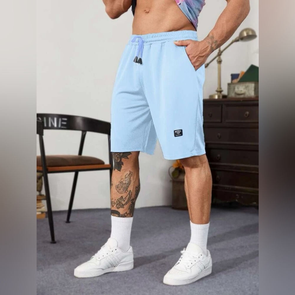 Light blue shorts for summer.